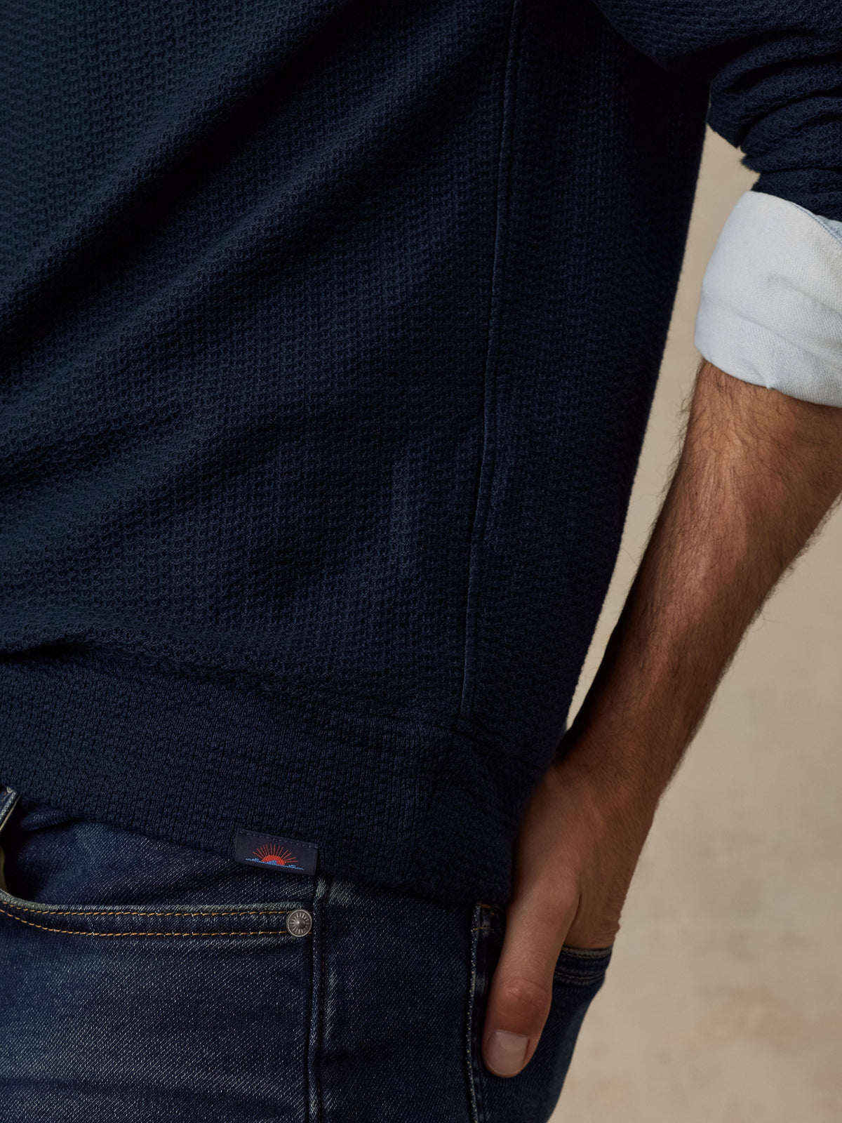 Textured Knit Quarter Zip - Abyss Navy