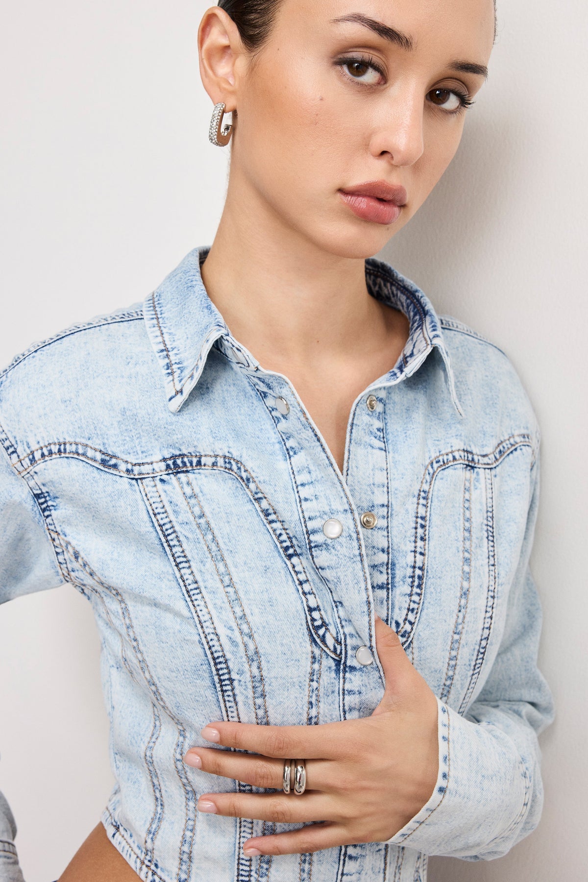 DOLLY DENIM CORSET SHIRT | INDIGO1021
