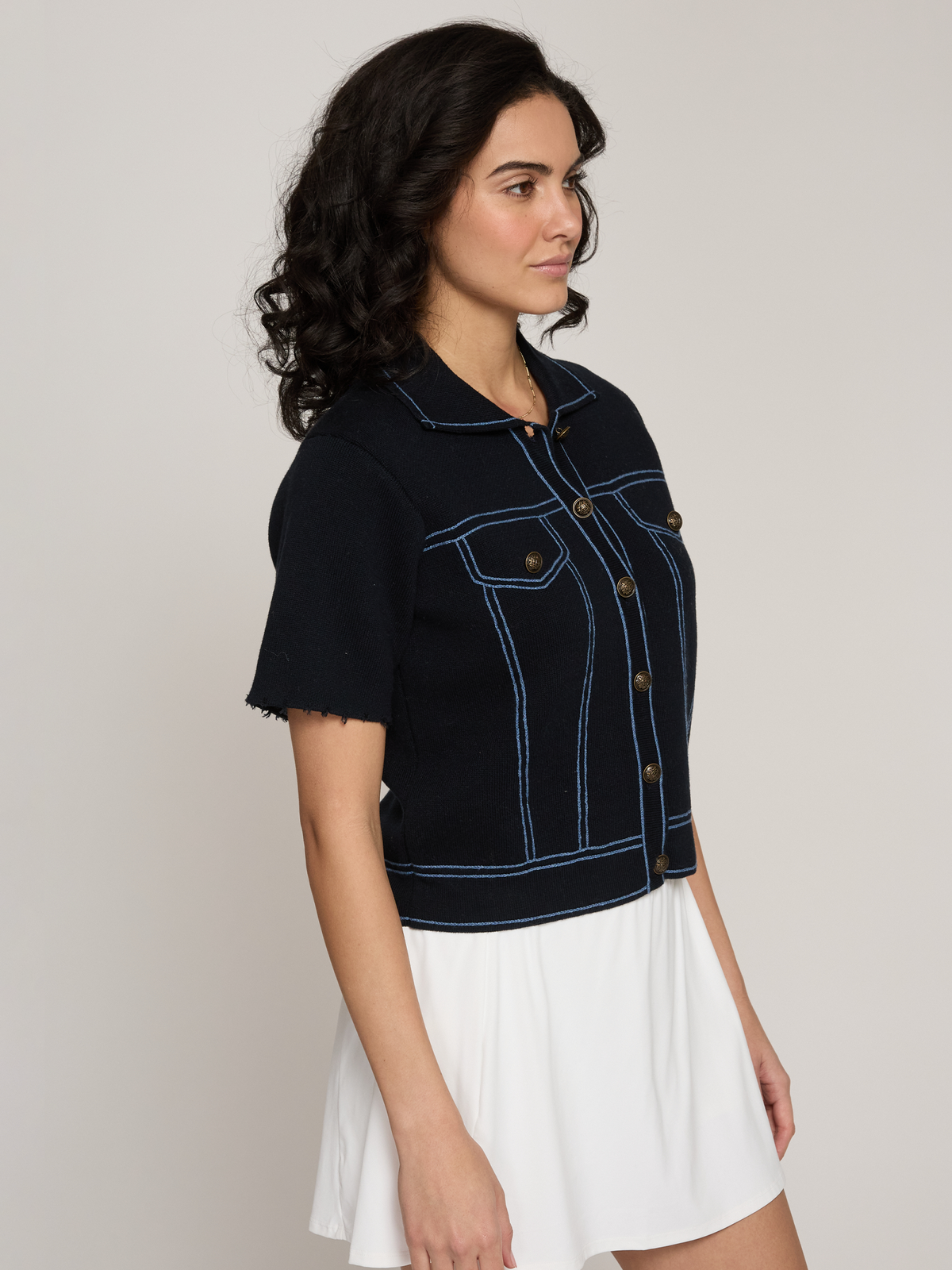 S/S "Denim" Jacket in Navy Blue Combo