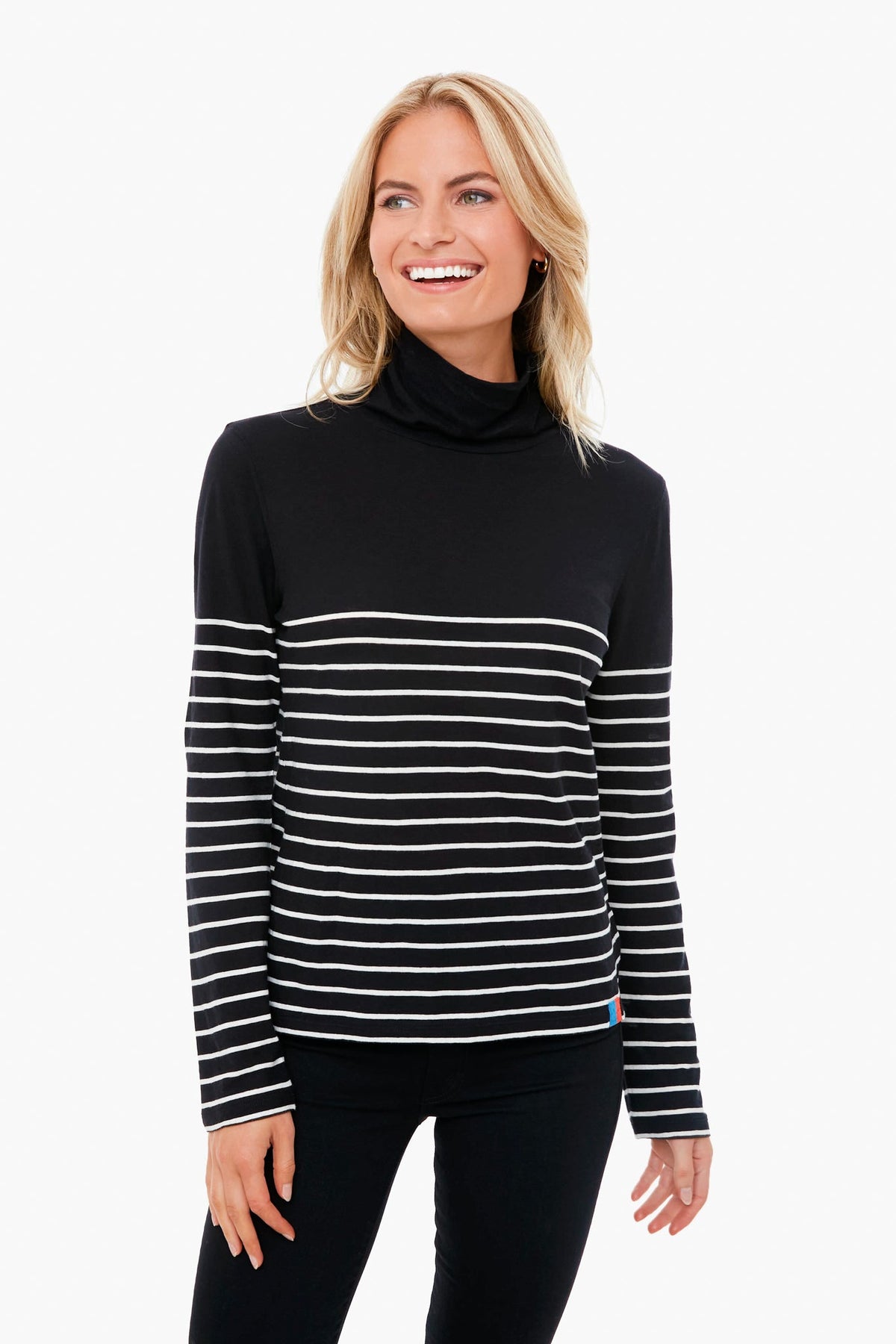 The Black Striped Tissue Turtleneck