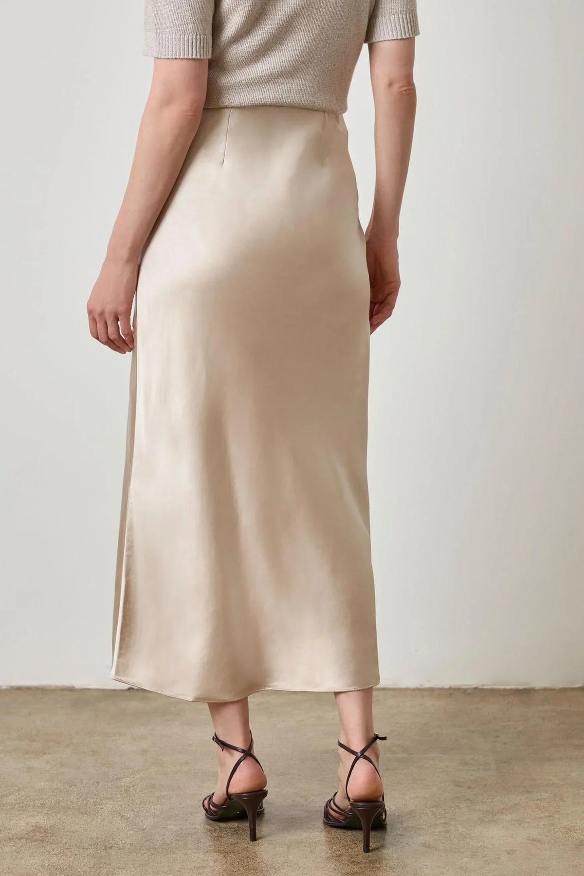 SATIN SLIT FRONT SKIRT