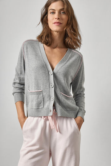 SADDLE SLEEVE V NECK CARDIGAN