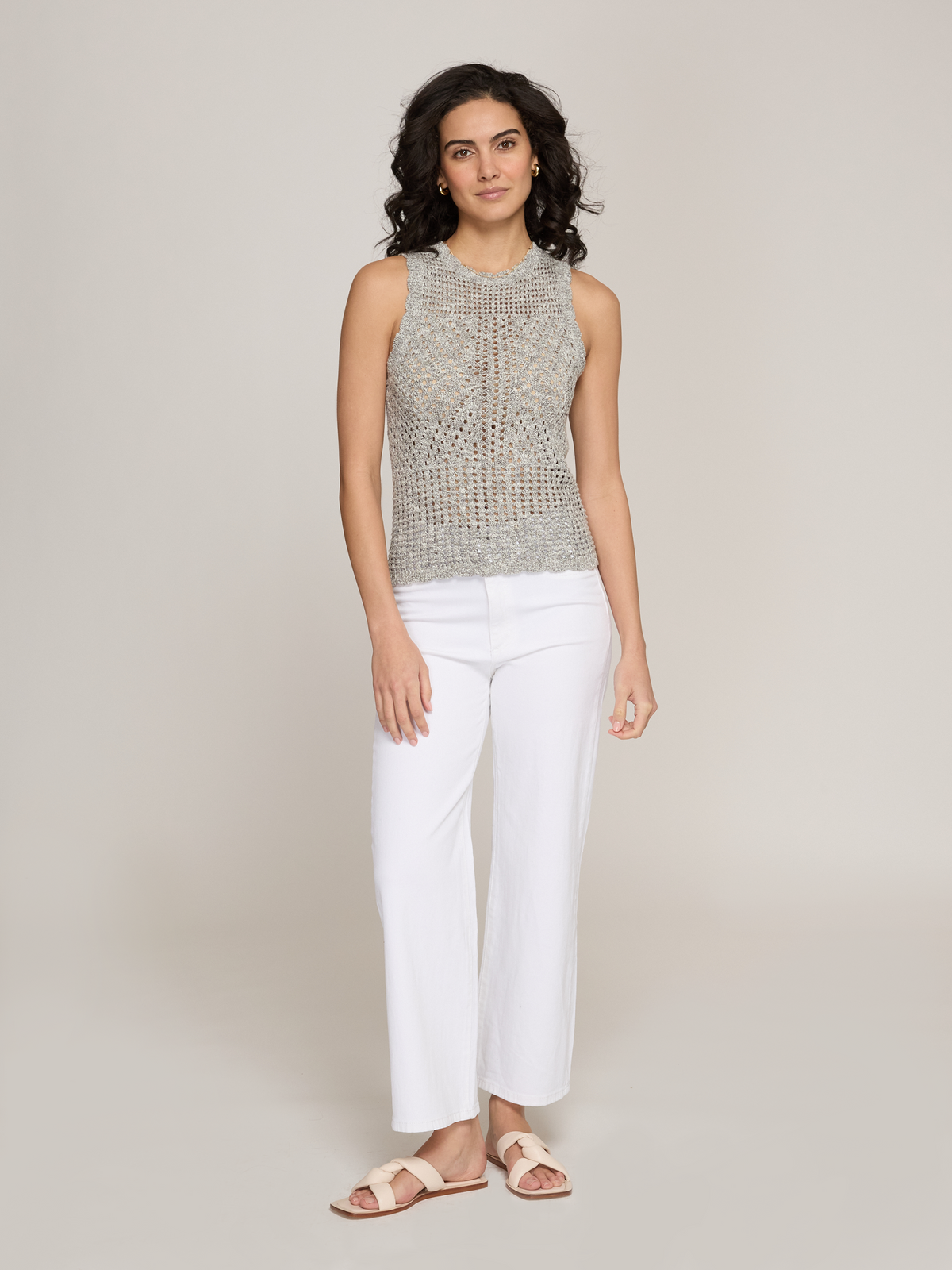 Pointelle Tank in Greystone