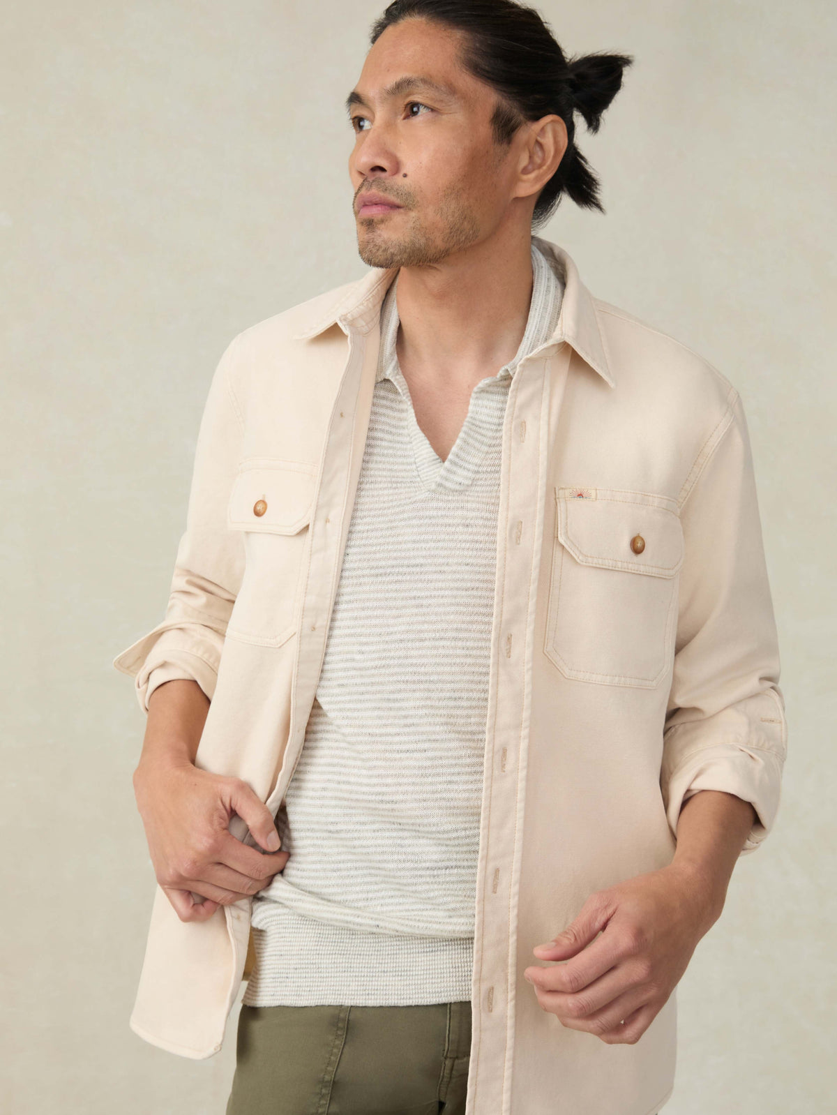 Short-Sleeve Linen Sweater Polo - Ivory Steel Feeder