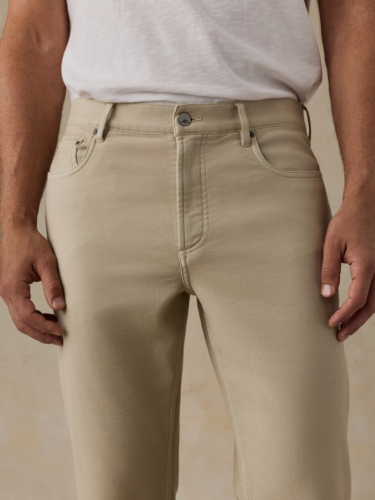 Stretch Terry 5-Pocket Athletic Fit Pant - Stone