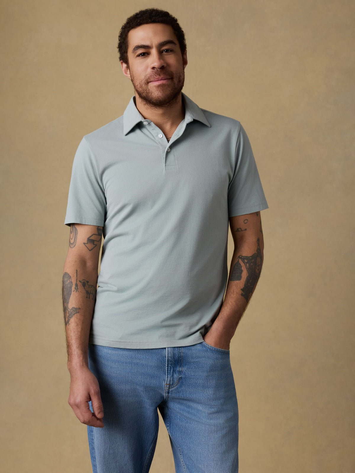 Short-Sleeve Movement Pique Polo - Aspen Green Melange