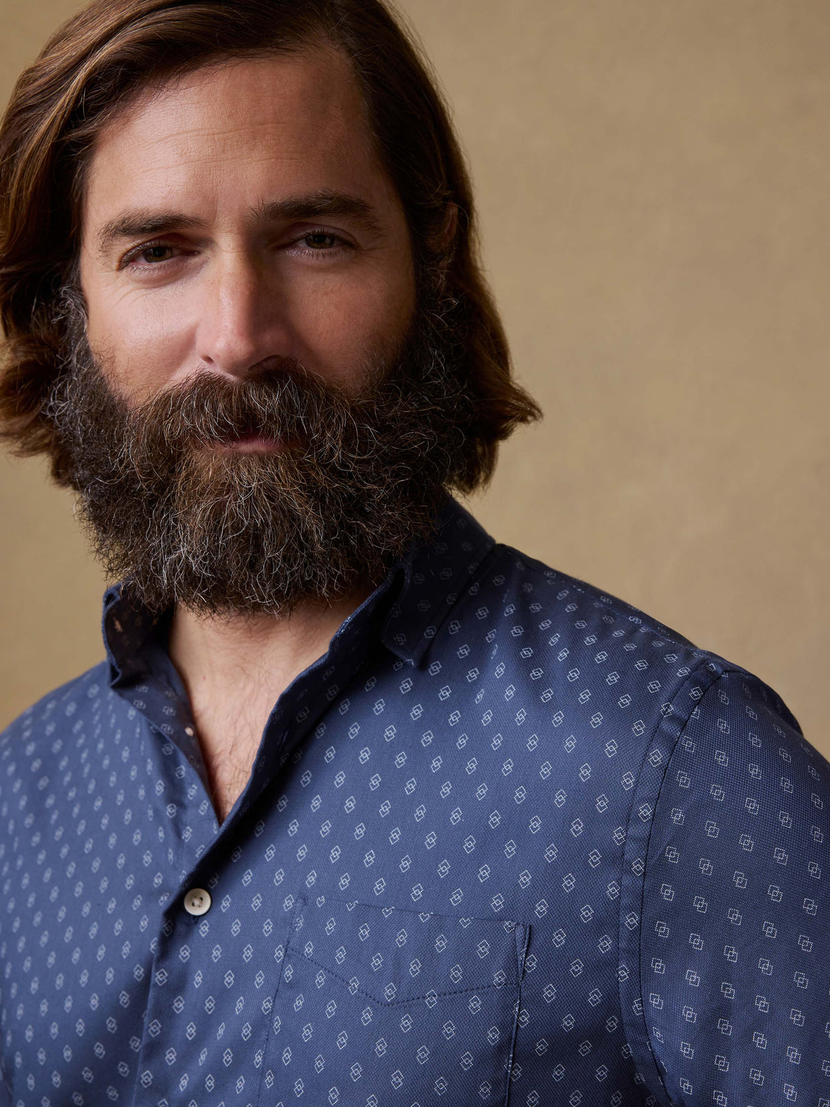 Short-Sleeve Movement Monterey Shirt - Navy Dusk Diamond