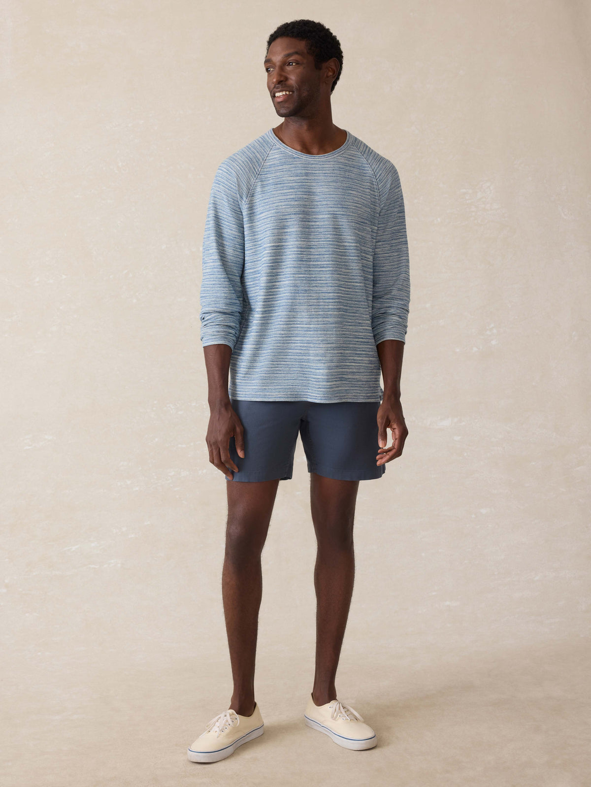 Indigo Crewneck Sweatshirt - Indigo Waterway Stripe