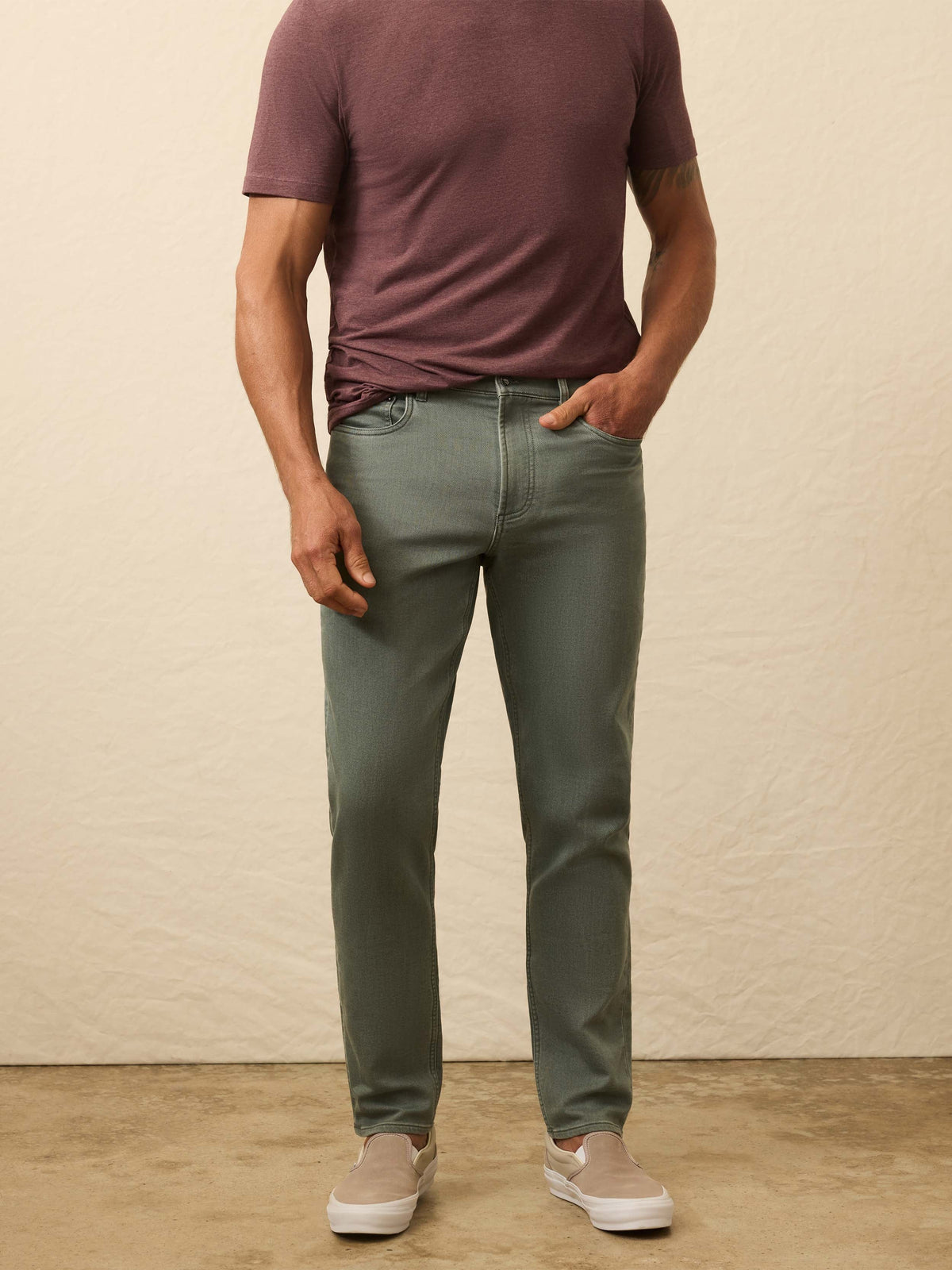 Stretch Terry 5-Pocket Pant - Stormy Seas