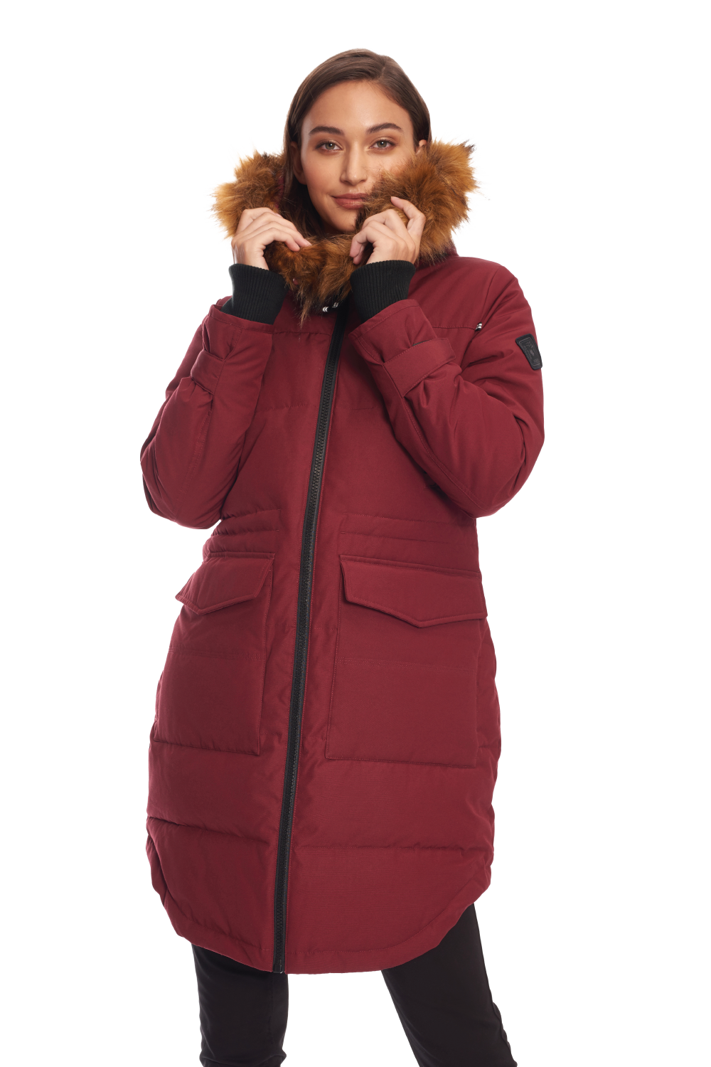 UKON | WOMEN'S VEGAN DOWN (RECYCLED) DRAWSTRING PARKA, OXBLOOD