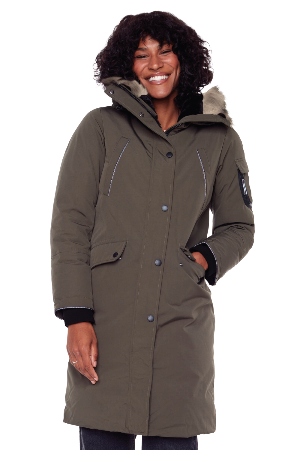 LAURENTIAN | WOMEN'S VEGAN DOWN (RECYCLED) LONG PARKA, OLIVE