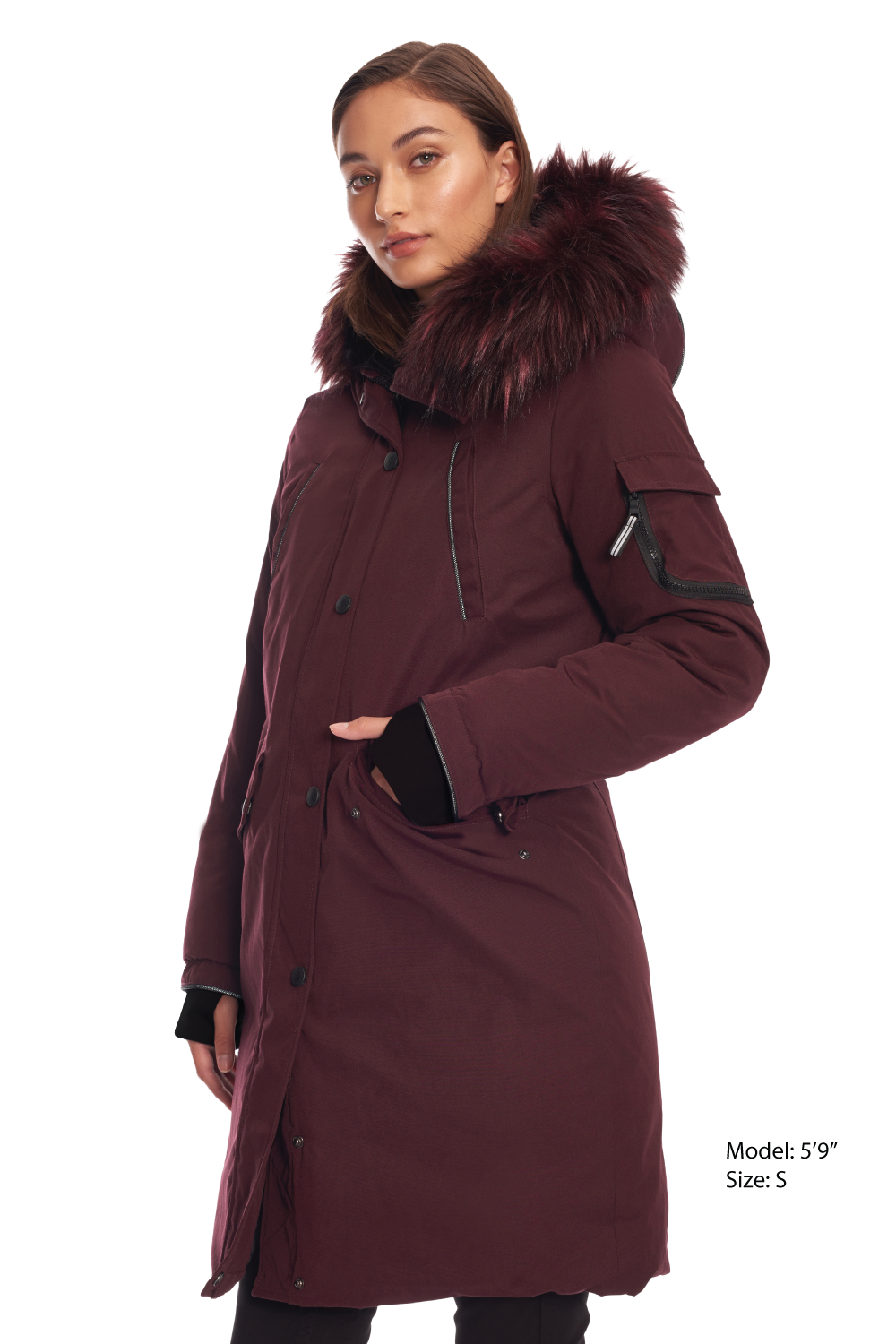 LAURENTIAN | WOMEN'S VEGAN DOWN (RECYCLED) LONG PARKA, GRAPE
