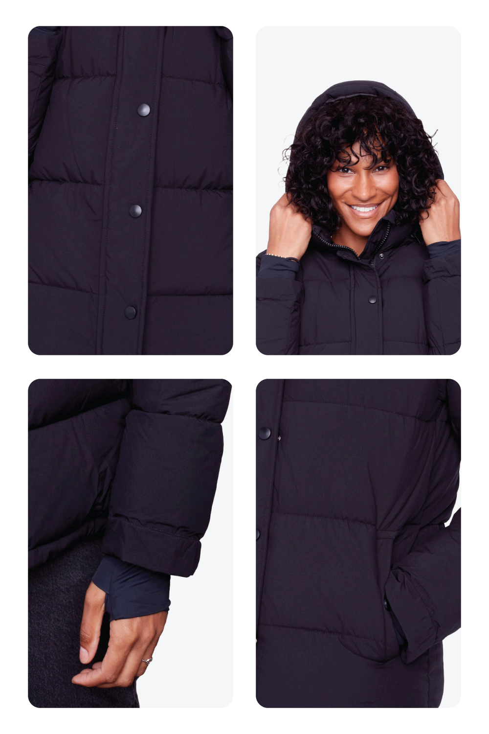 FORILLON | WOMEN'S VEGAN DOWN (RECYCLED) SHORT PUFFER JACKET, BLACK