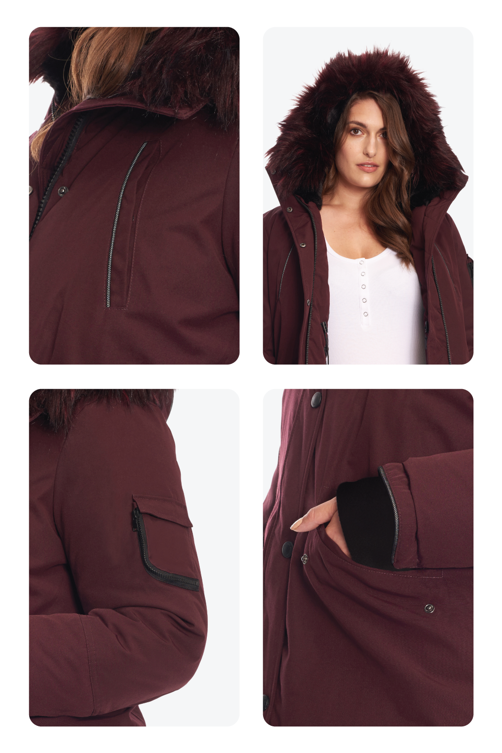 LAURENTIAN PLUS | WOMEN'S VEGAN DOWN (RECYCLED) LONG PARKA, GRAPE (PLUS SIZE)