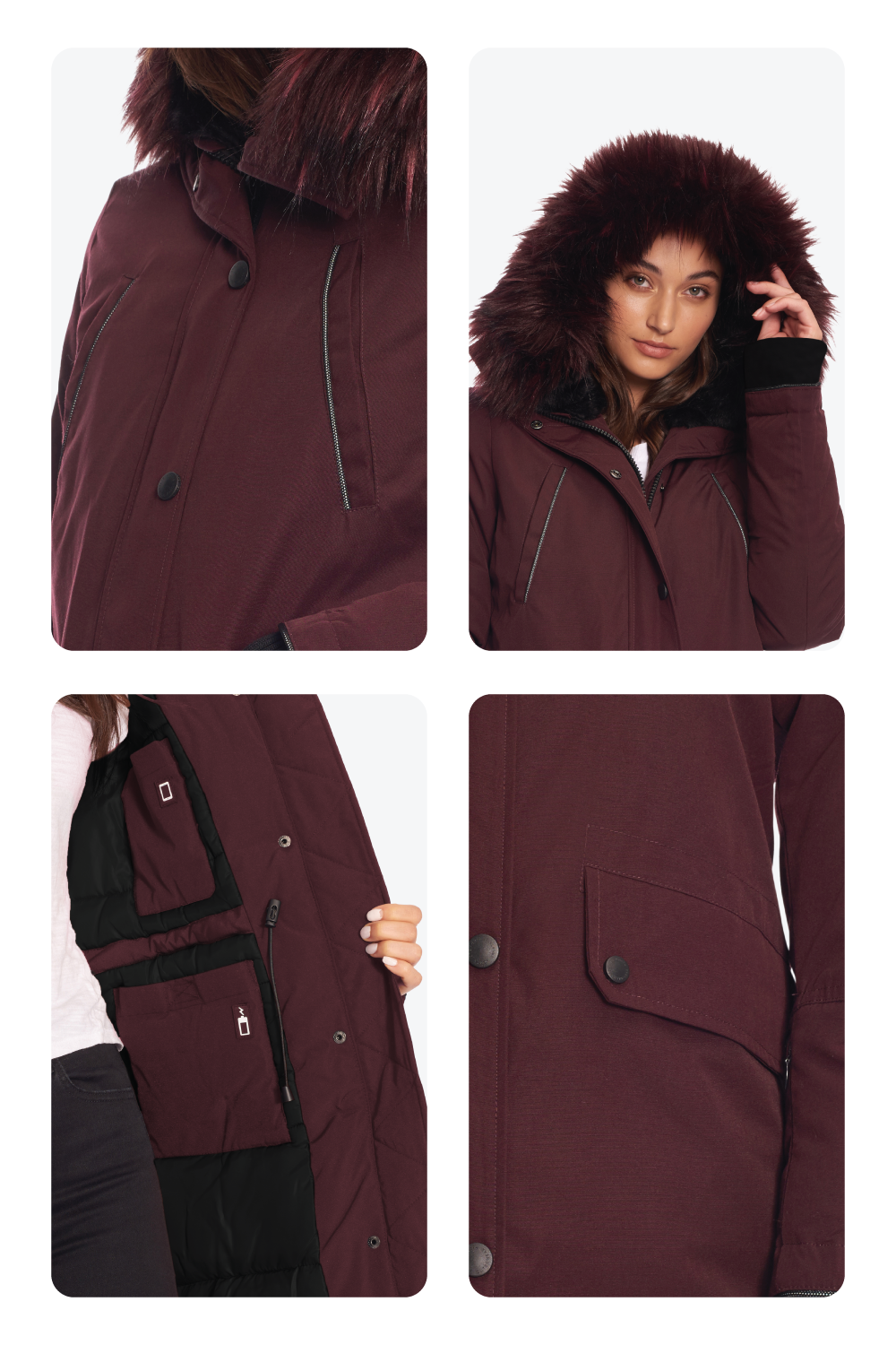 LAURENTIAN | WOMEN'S VEGAN DOWN (RECYCLED) LONG PARKA, GRAPE