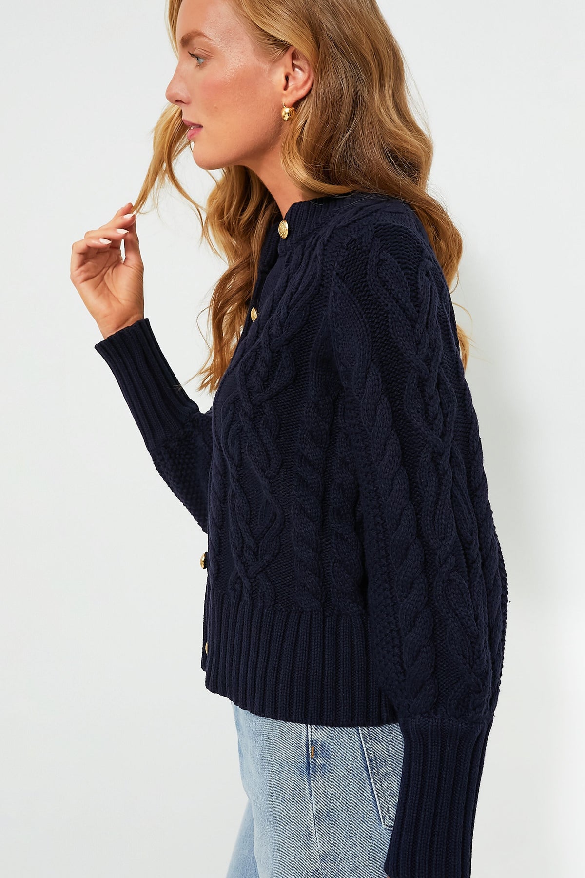 Navy Cotton Colette Cardigan