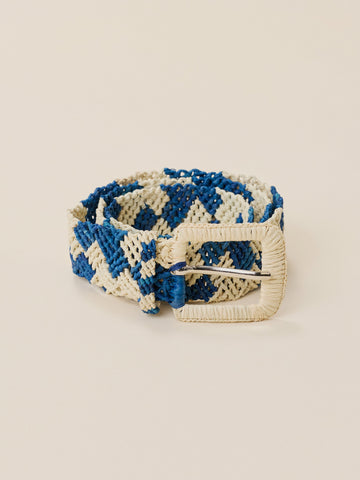 Raffia Belt - Natural Blue