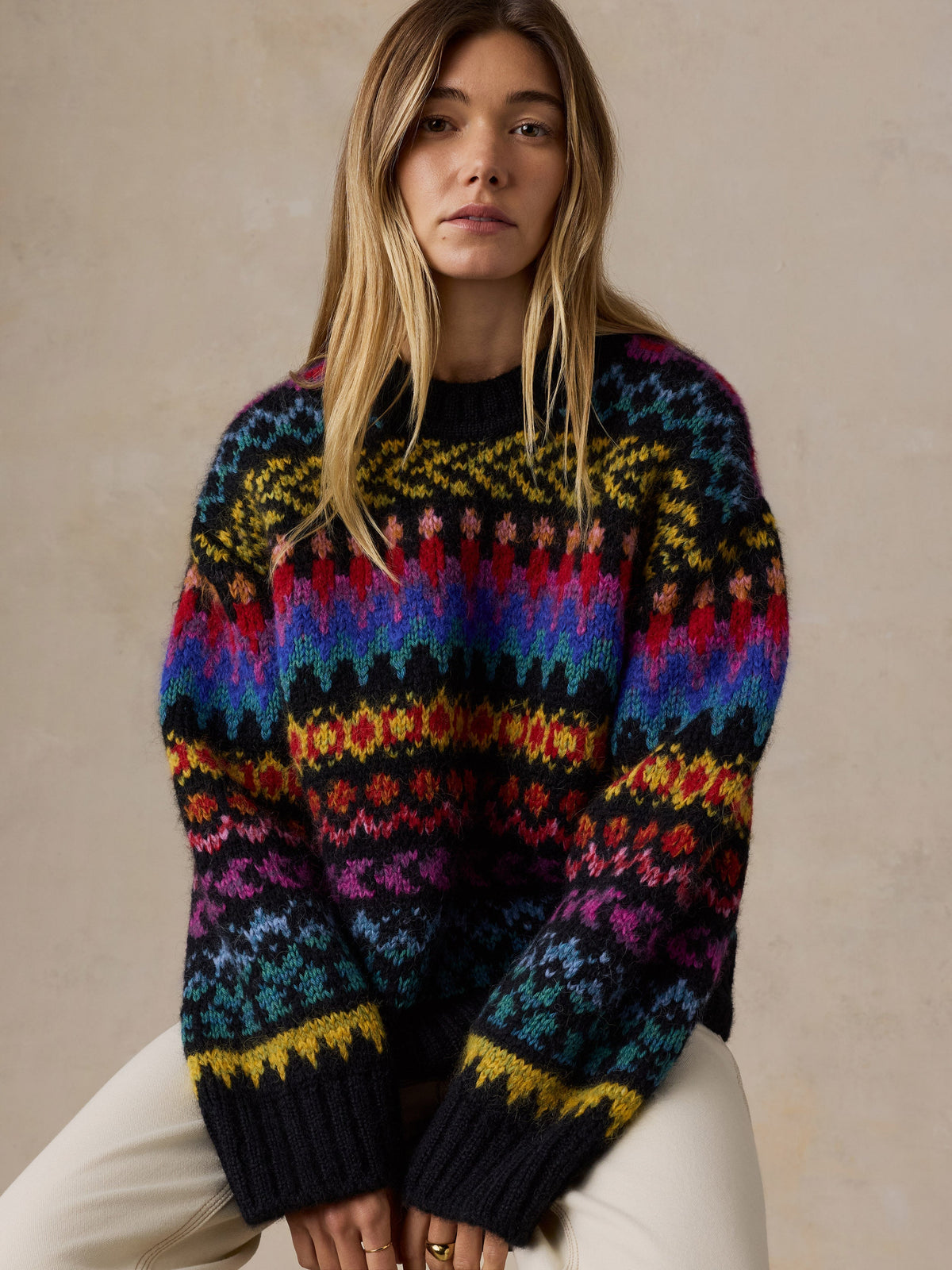 Apres Alpaca Midnight Bay Crew - Harbor Lights Fairisle