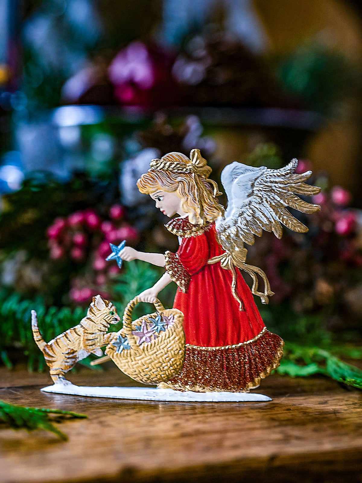 Wilhelm Schweizer Pewter Angel Basket of Stars