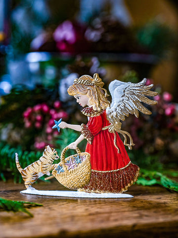 Wilhelm Schweizer Pewter Angel Basket of Stars