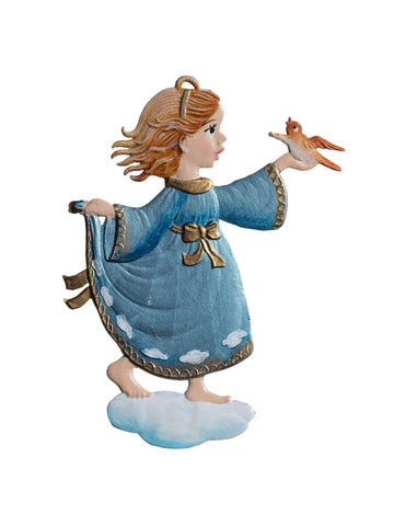 Wilhelm Schweizer Pewter Angel with a Dove Ornament