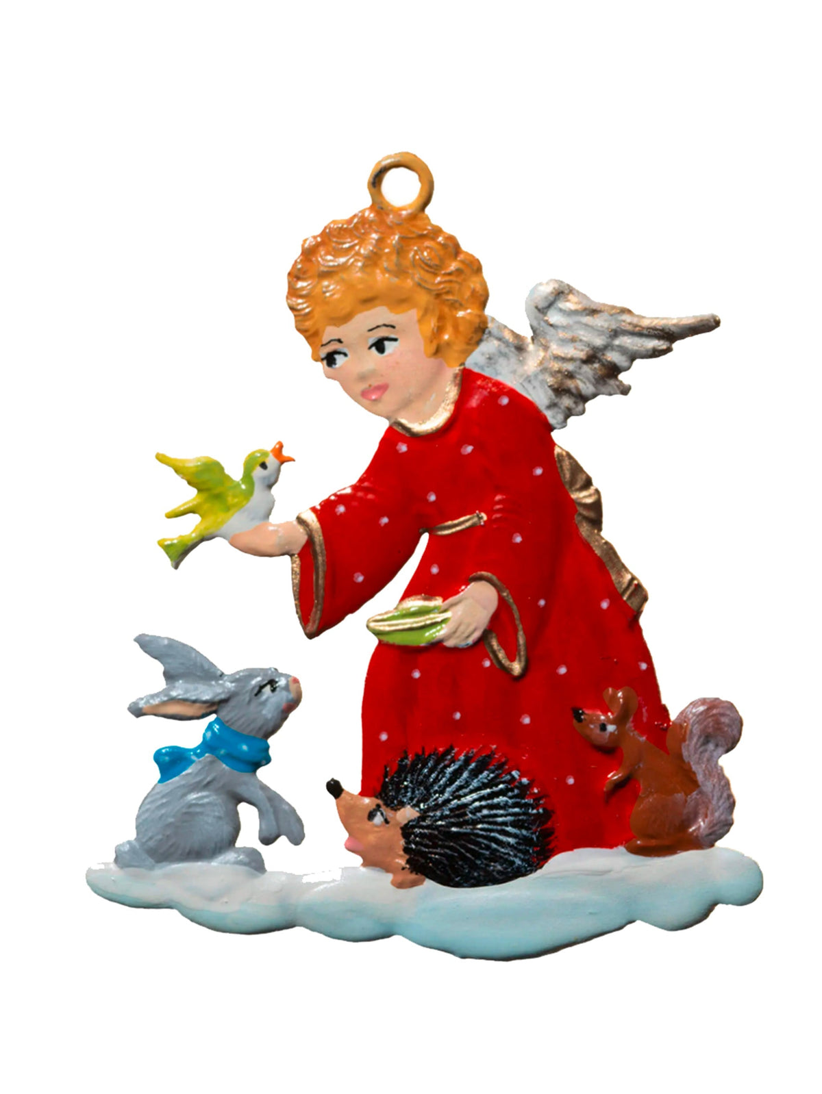 Wilhelm Schweizer Pewter Angel with Animal Friends Ornament