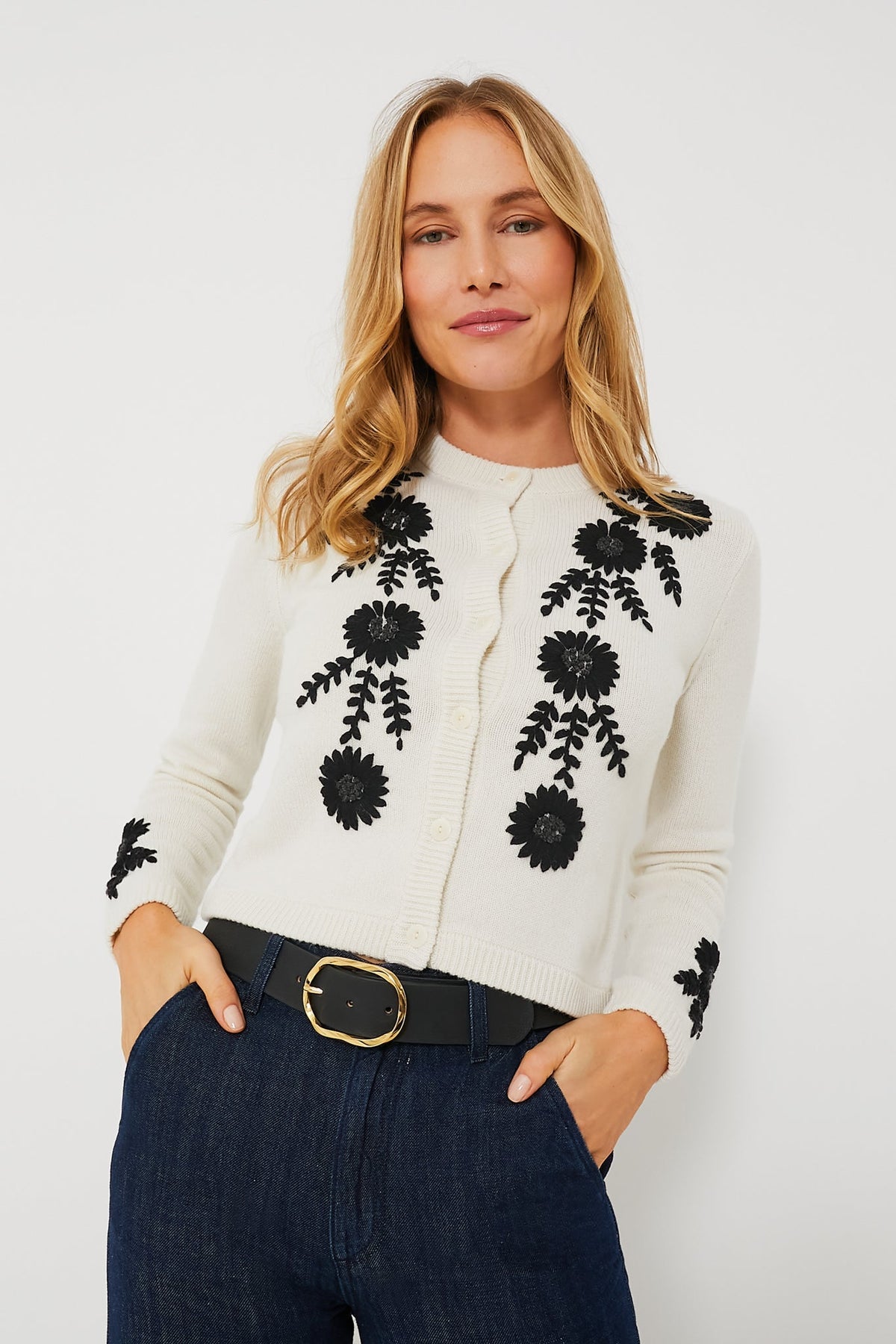 Ivory Becca Embroidered Cardigan