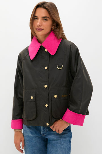 Olive and Hot Pink Icons Spey Wax Jacket