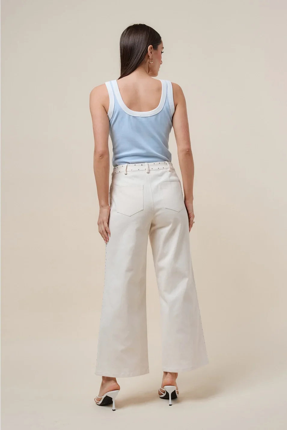 SIDE RHINESTONE DETAILED STRETCH PANTS
