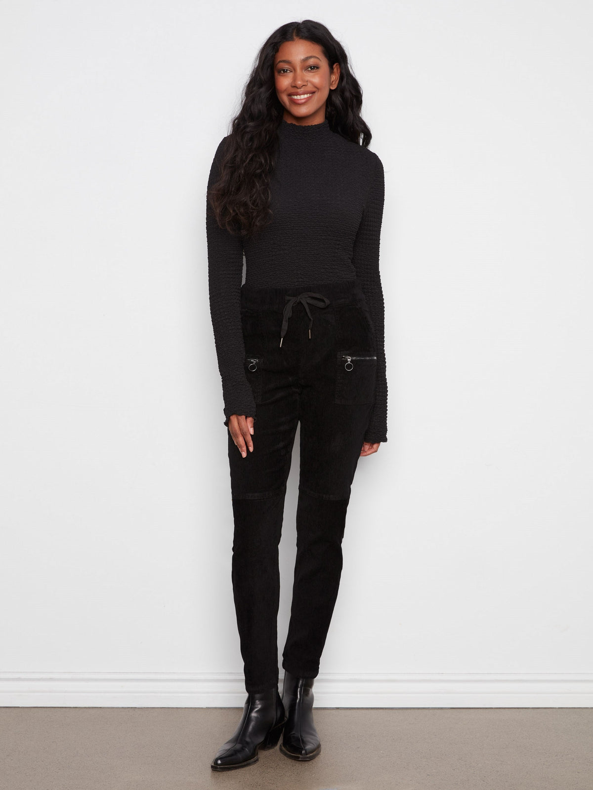 Corduroy Jogger Pants - Black