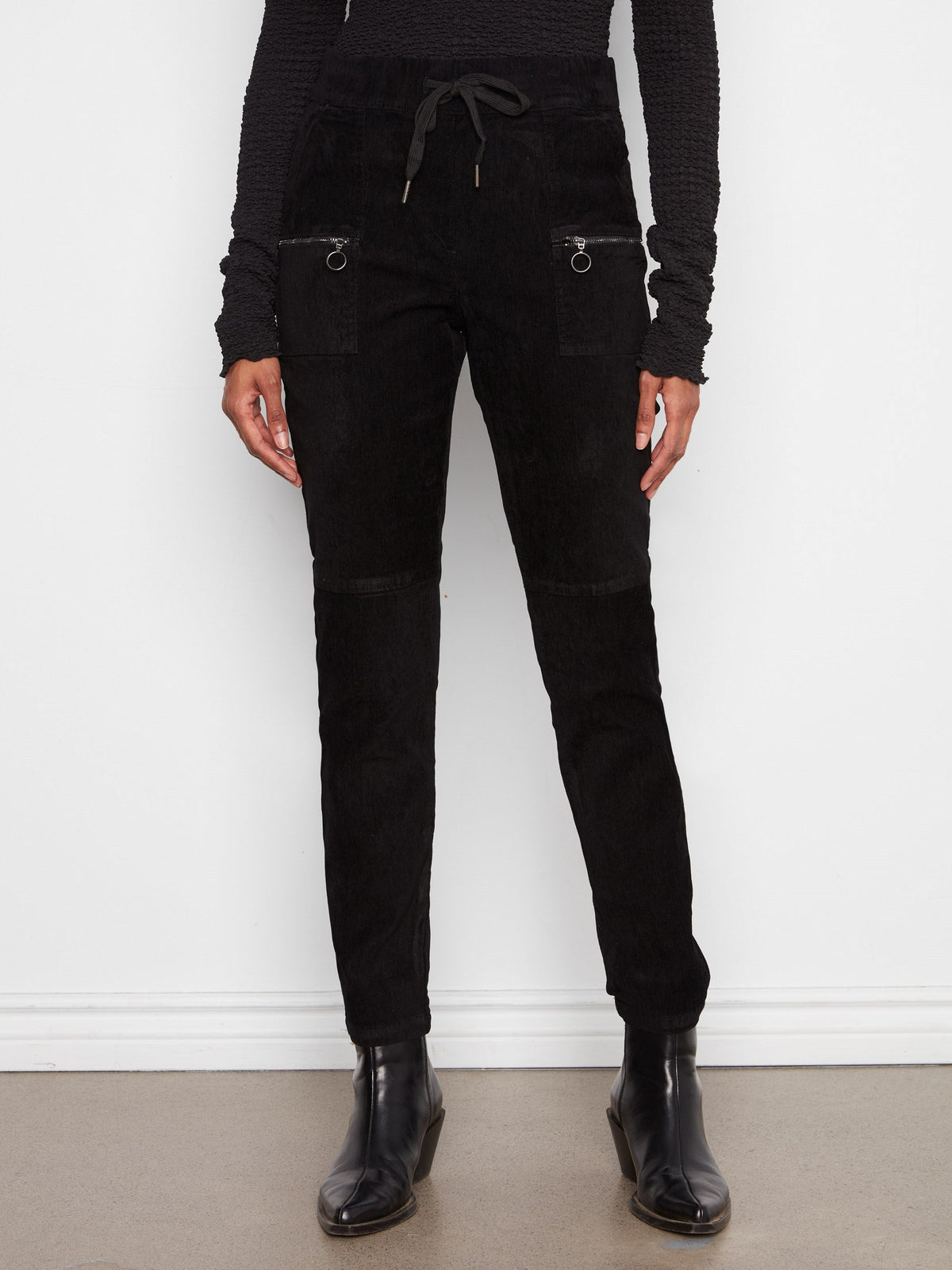 Corduroy Jogger Pants - Black