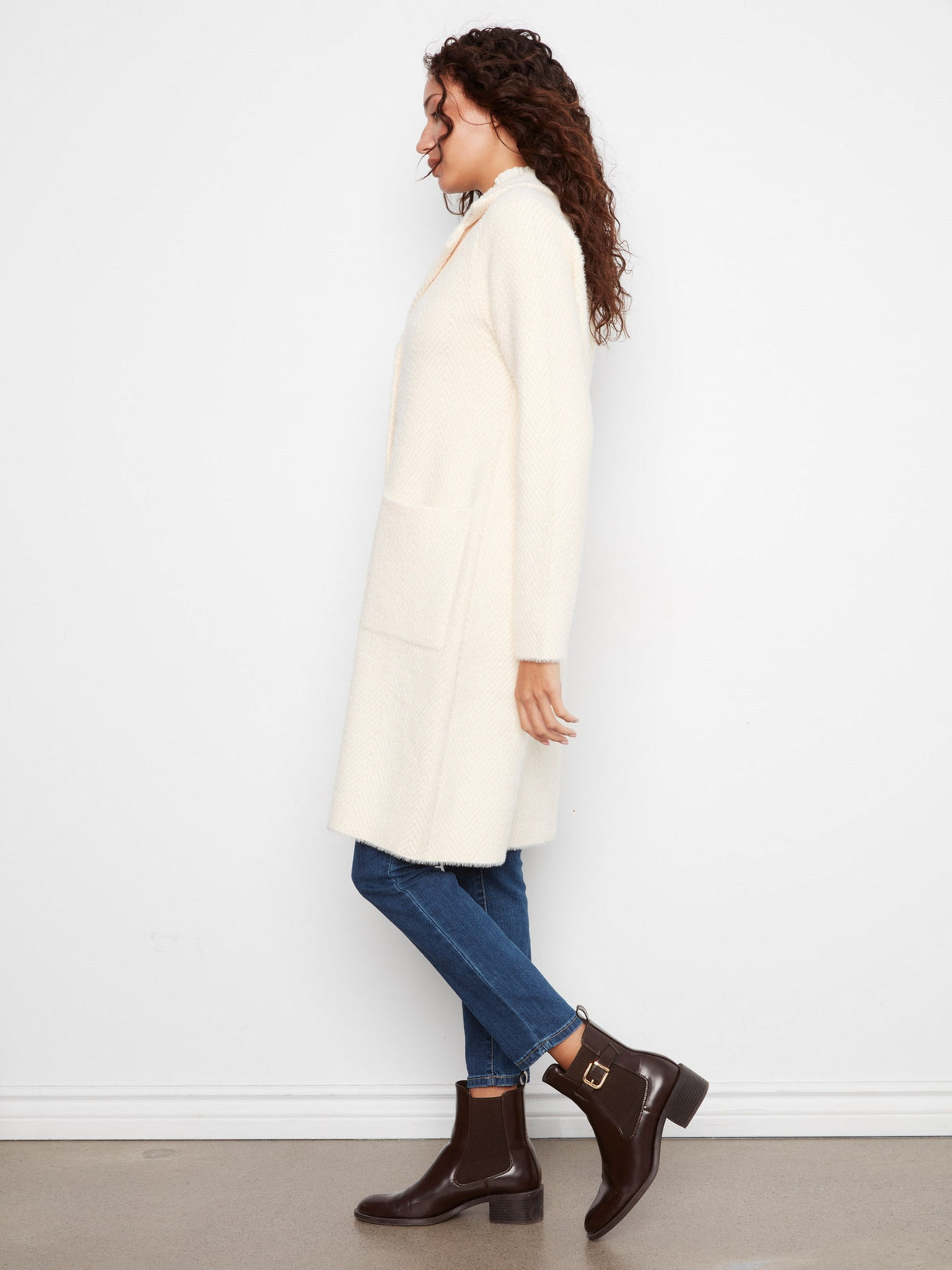 Long Knit Coatigan - Ecru