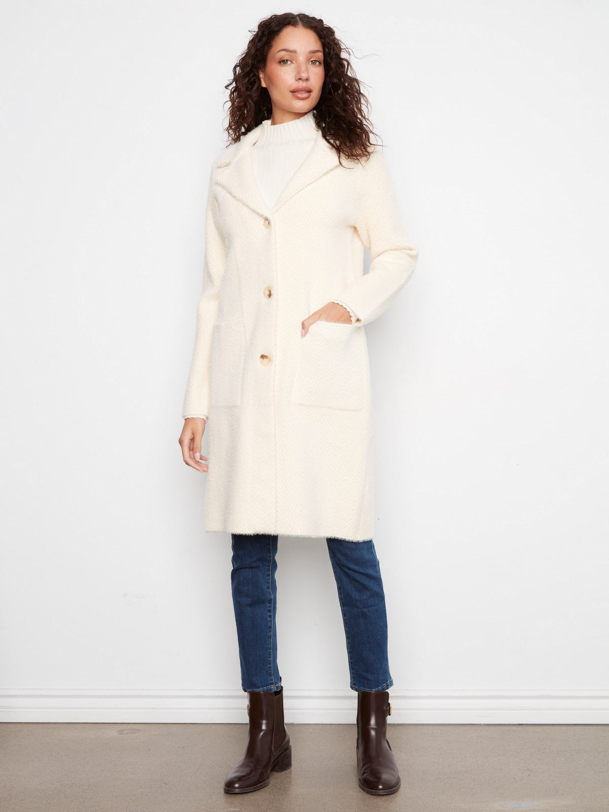 Long Knit Coatigan - Ecru