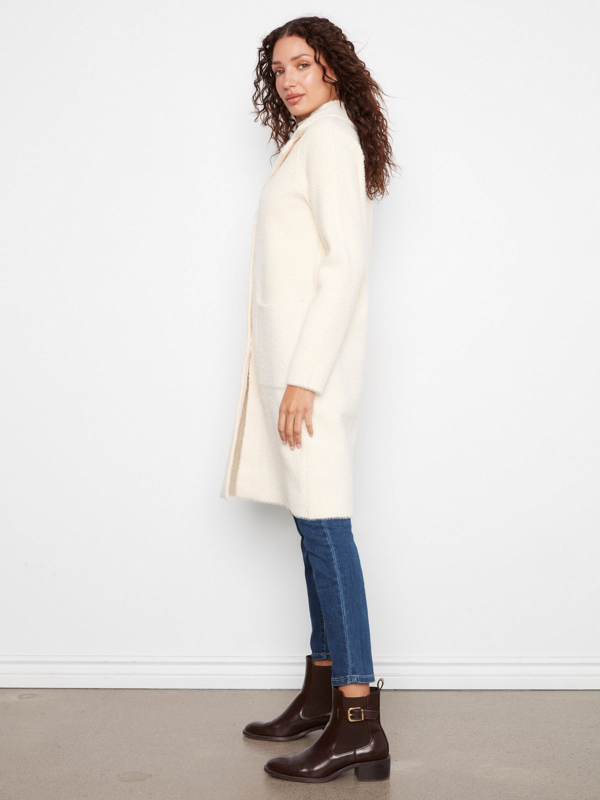 Long Knit Coatigan - Ecru