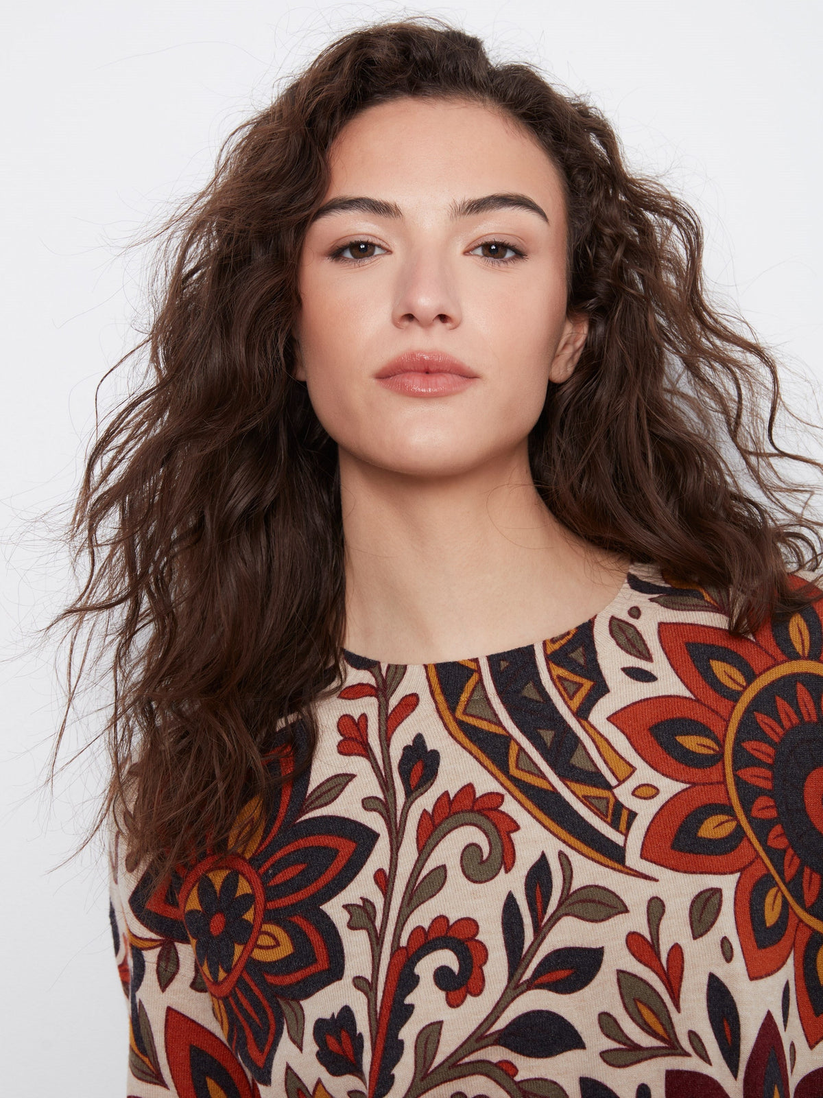 Printed Sweater With Side Buttons - Rio