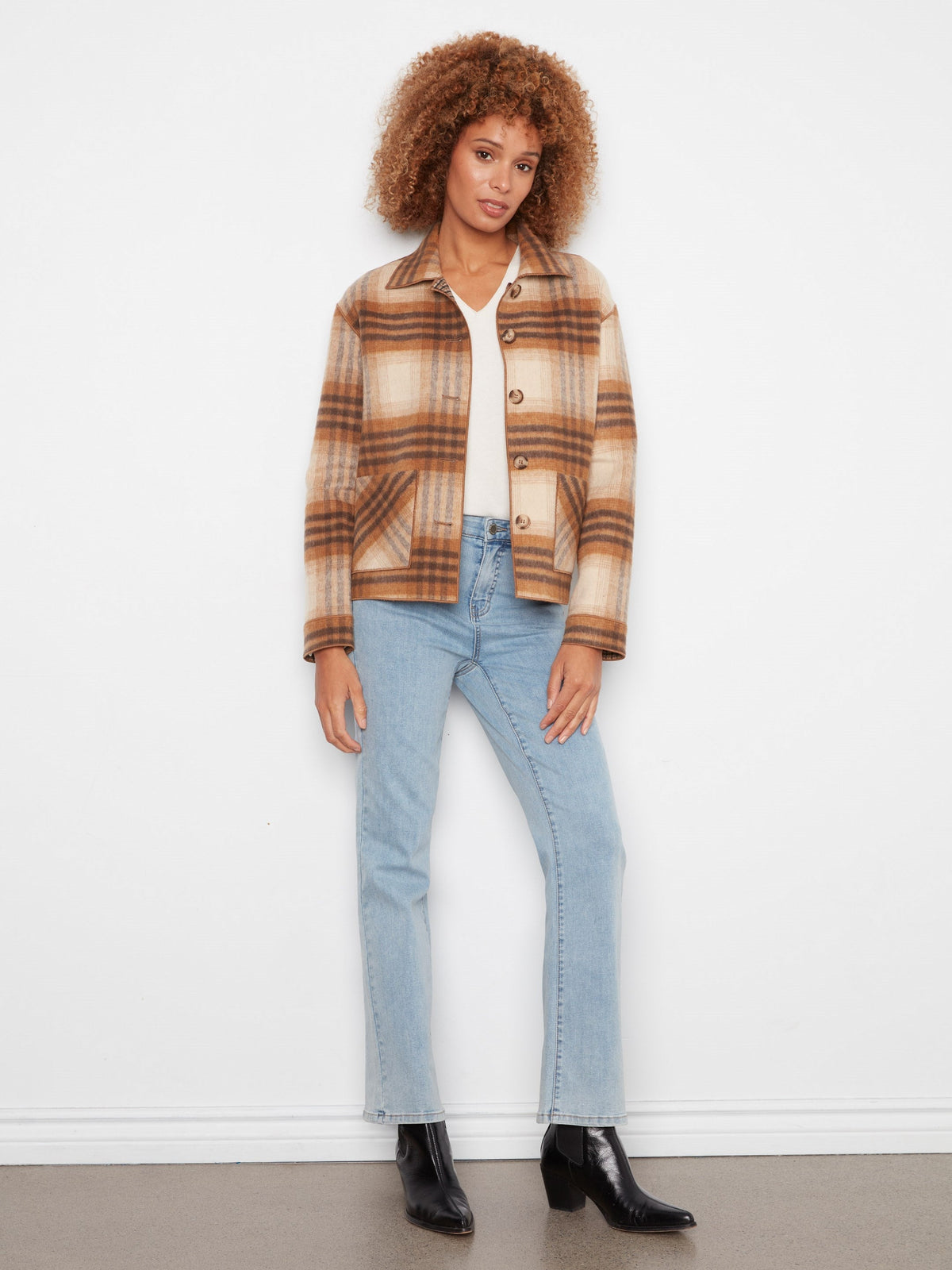 Reversible Plaid Jacket - Truffle