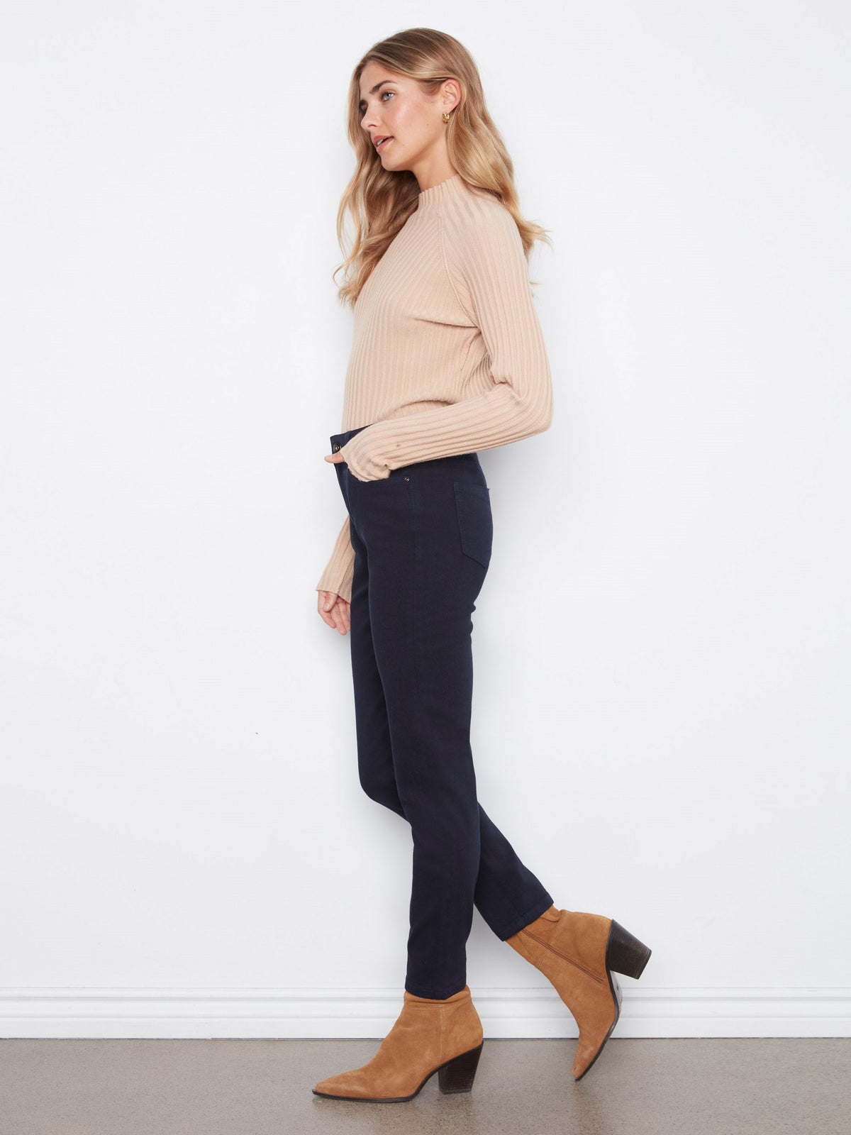 Slim Leg Twill Pants - Navy