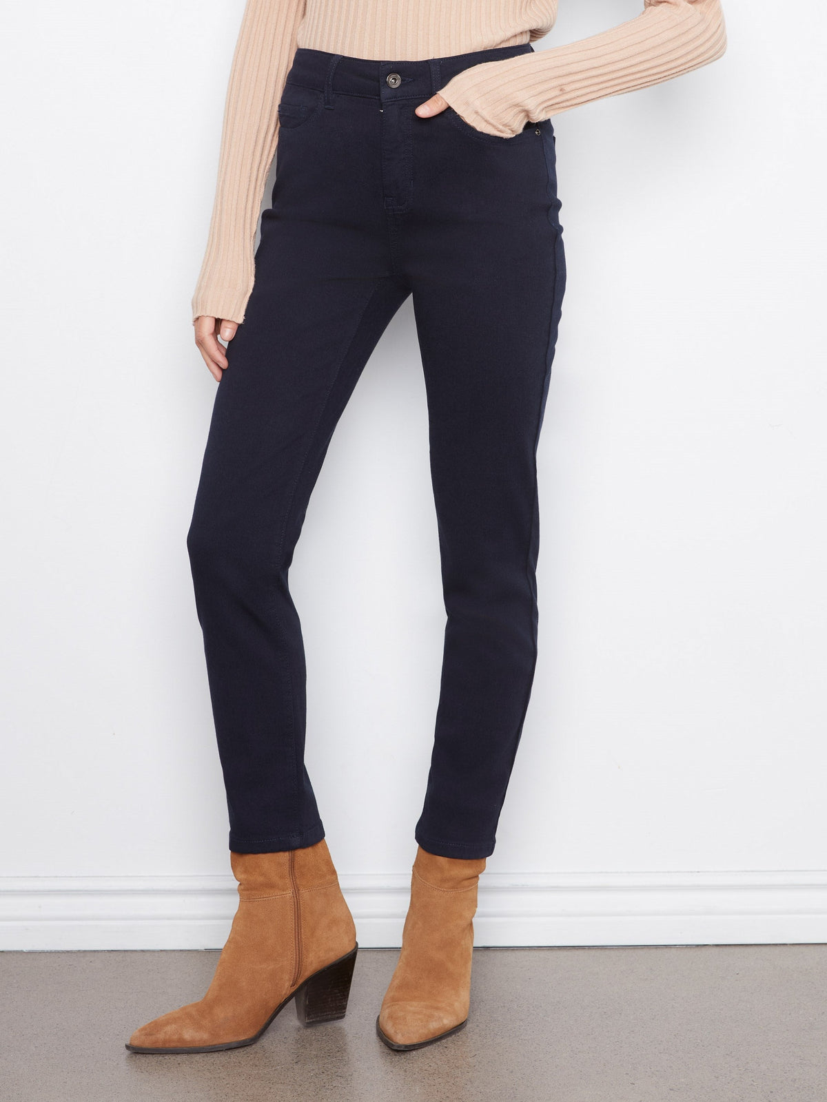 Slim Leg Twill Pants - Navy