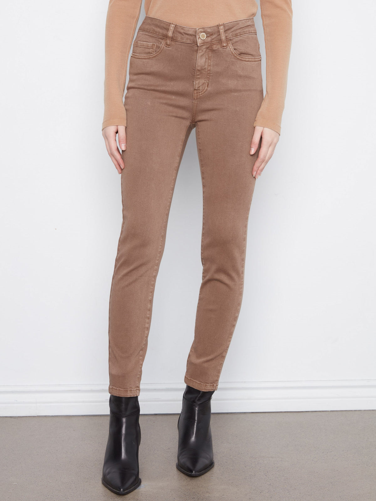 Slim Leg Twill Pants - Truffle