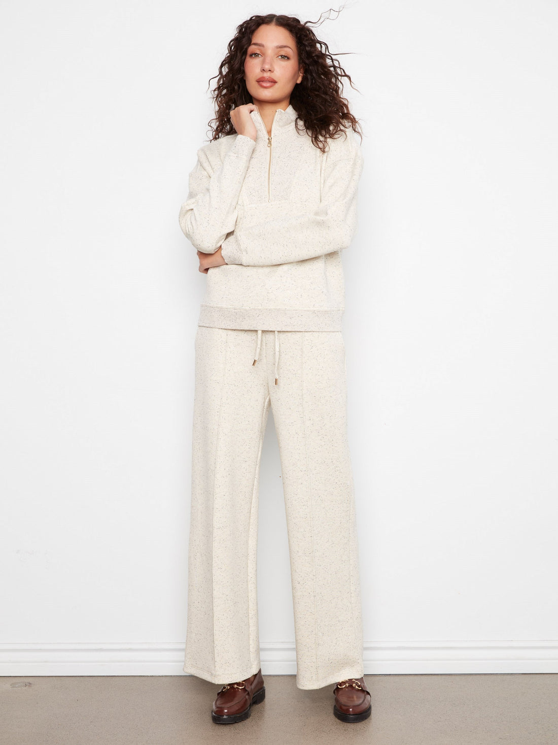 Soft Scuba Half-Zip Sweatshirt - Cookie & Cream