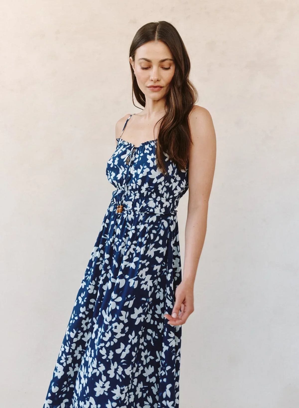 ELASTIC WAIST MIDI DRESS