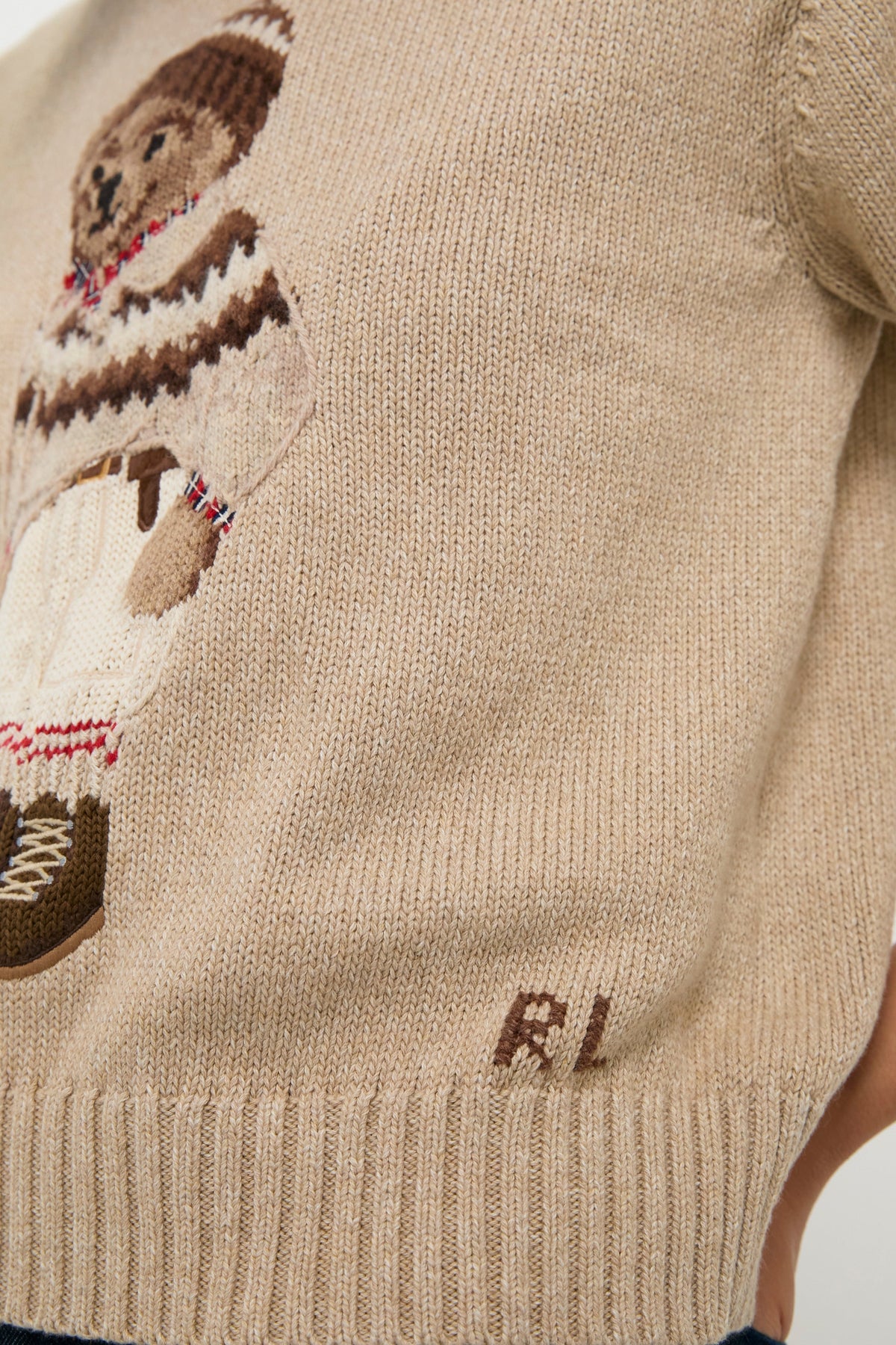 Dark Almond Marl Polo Bear Crewneck Sweater