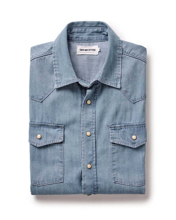 The Glacier Shirt in Washed Indigo Selvedge Denim