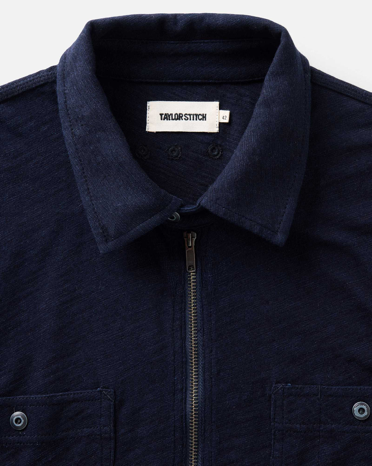 The Tiller Half Zip in Rinsed Indigo Slub