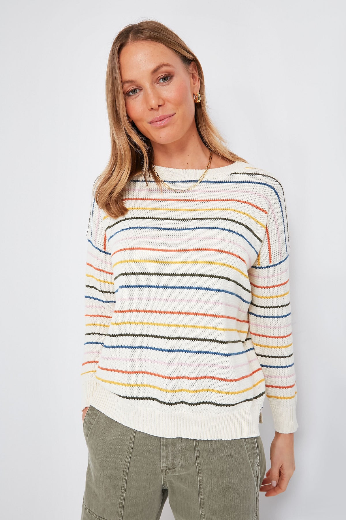 Rainbow 5 Stripe Organic Carolyn Sweater