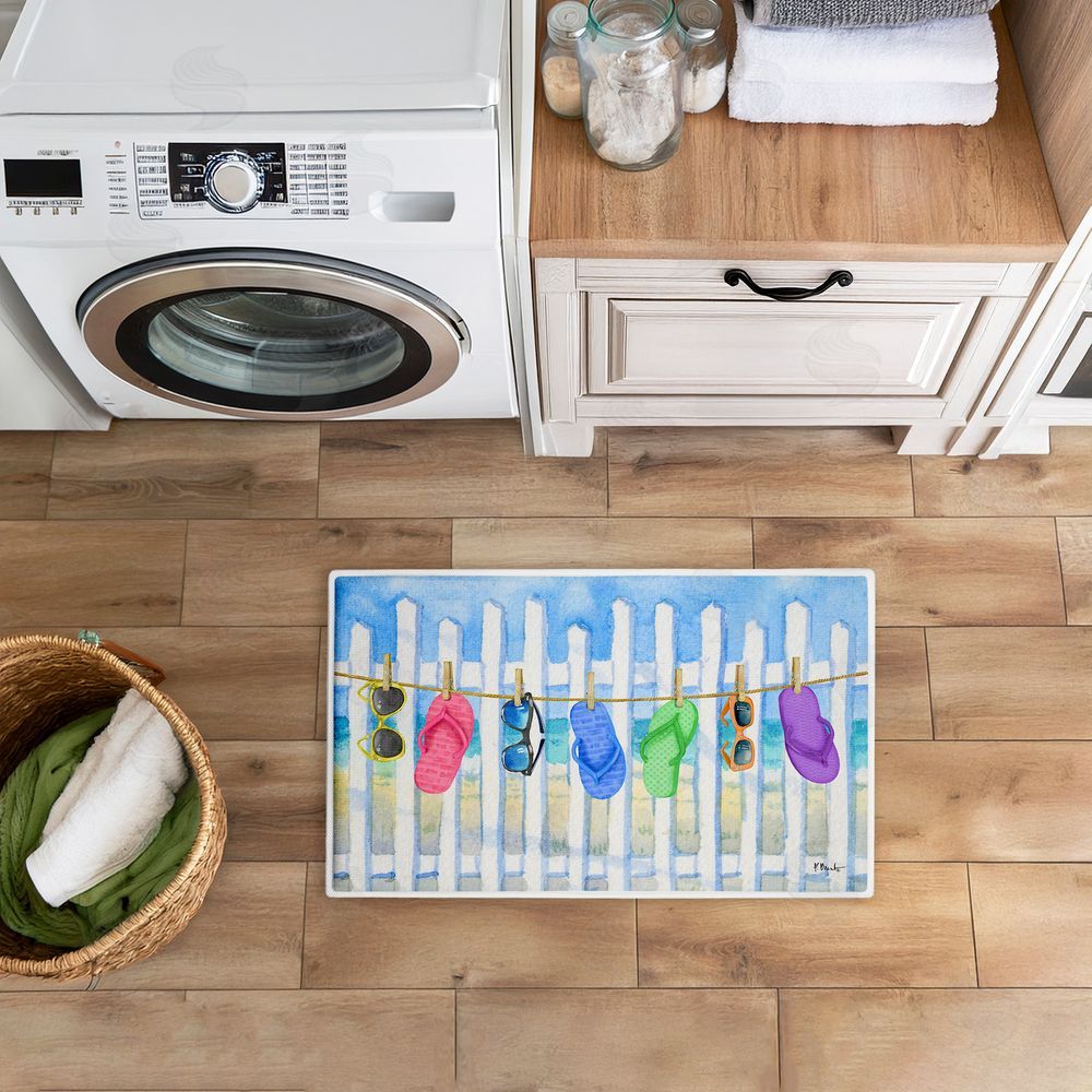 Paul Brent | Flip Flop Clothesline Beach Plush Bath Mat