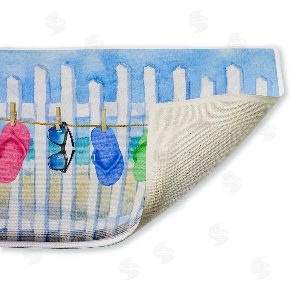 Paul Brent | Flip Flop Clothesline Beach Plush Bath Mat