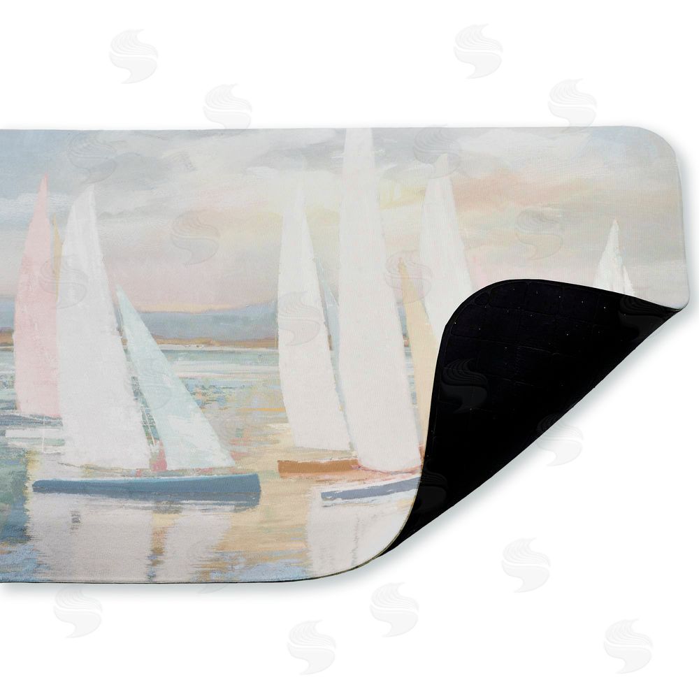 Amber Sterling | Pastel Calm Sailboats Anti-Fatigue Mat