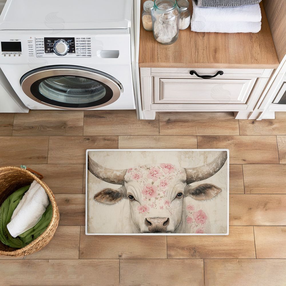 Heidi Kuntz | Floral Kissed Cow Plush Bath Mat