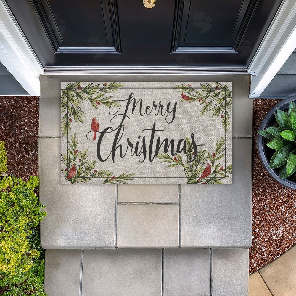 Dogwood Portfolio | Merry Christmas Cardinals Faux Sisal Door Mat